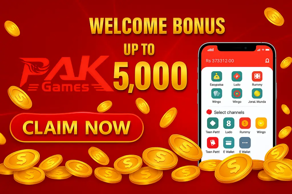 Welcome to pak game, join to claim up to 5,000 PKR bonus